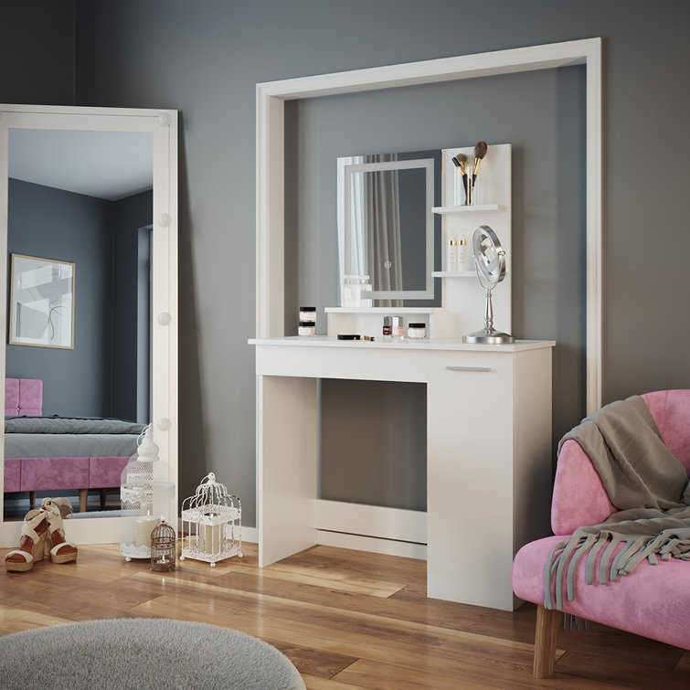 Wayfair white dressing table deals with mirror